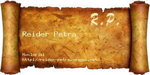 Reider Petra névjegykártya